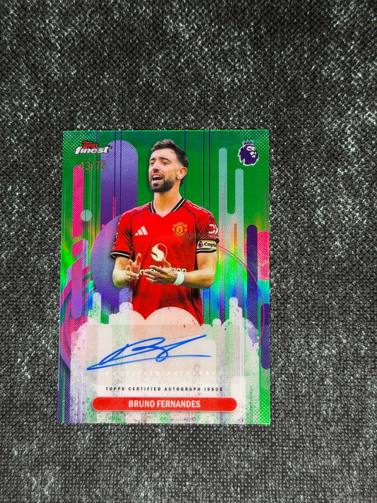 2025-26 Topps Finest Premier League Finest Autograph Card Green 43/75 - Brune Fernandes