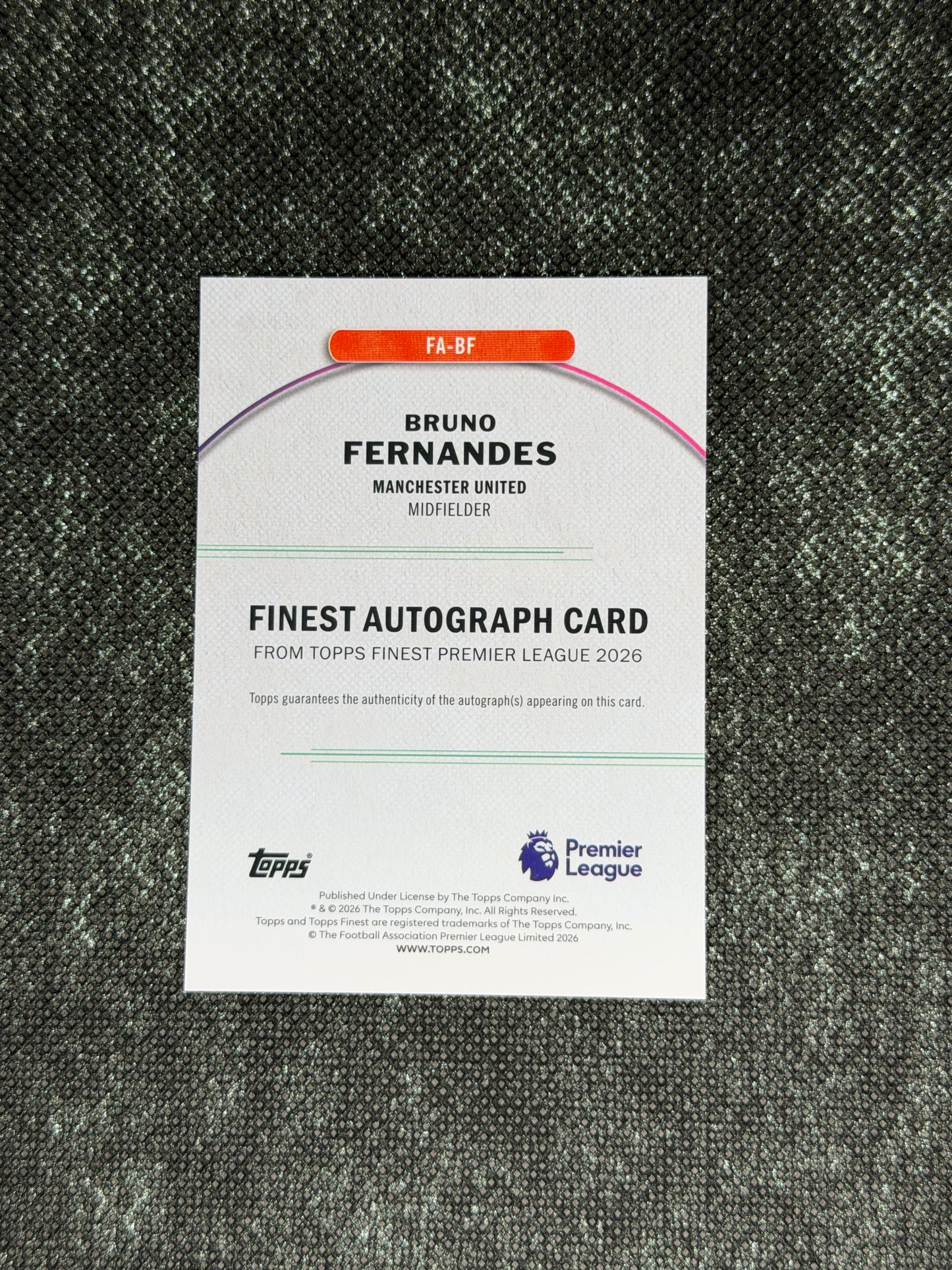 2025-26 Topps Finest Premier League Finest Autograph Card Green 43/75 - Brune Fernandes