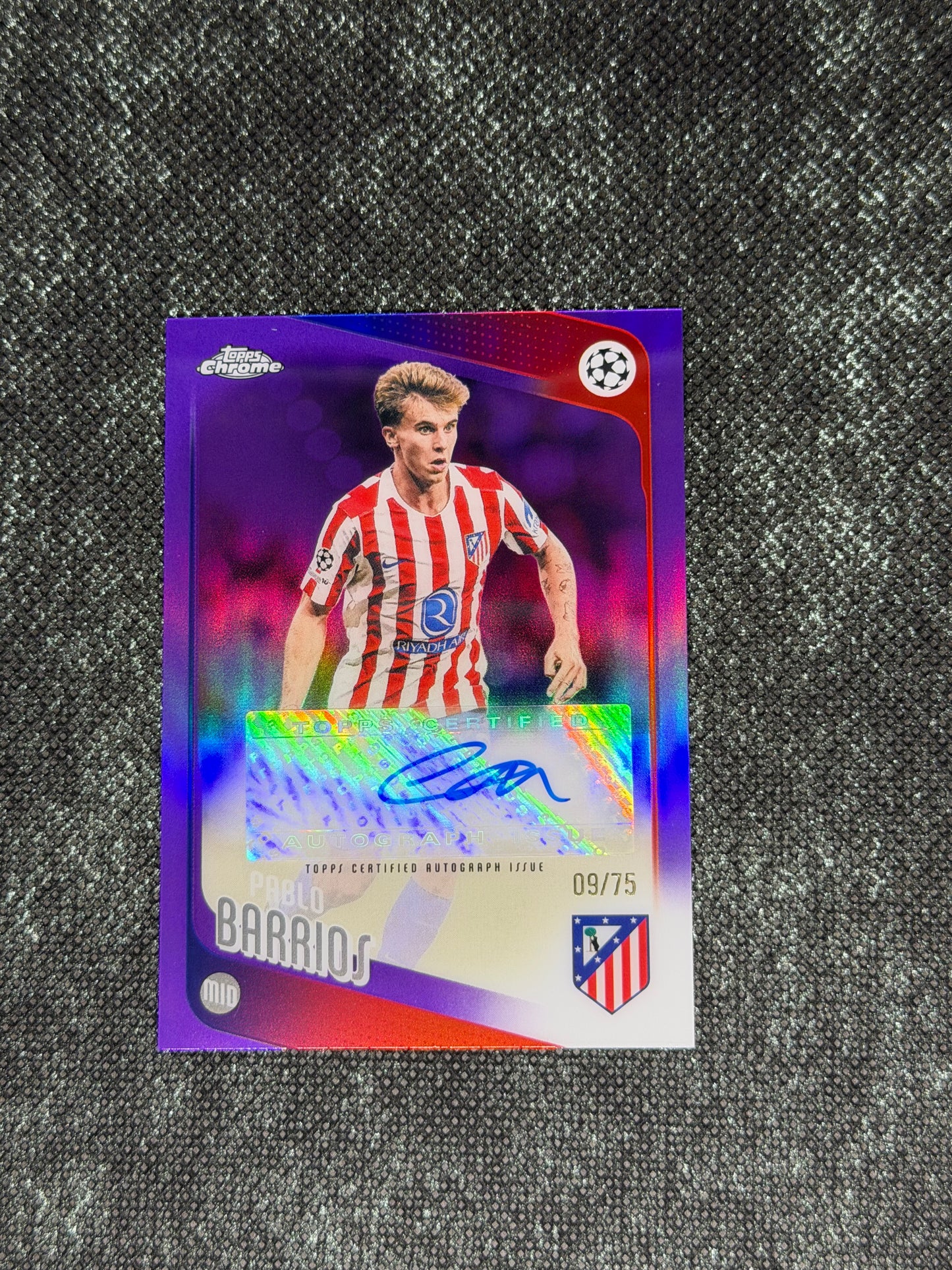 2025-26 Topps Chrome UEFA Club Competitions Autograph Card Purple 09/75 - Pablo Barrios