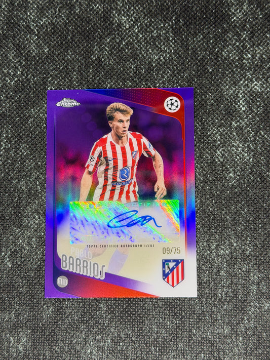 2025-26 Topps Chrome UEFA Club Competitions Autograph Card Purple 09/75 - Pablo Barrios
