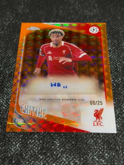 2025-26 Topps Chrome UEFA Club Competitions Autograph Card Orange Geometric 06/25 - Hugo Ekitike (Copy) (Copy)