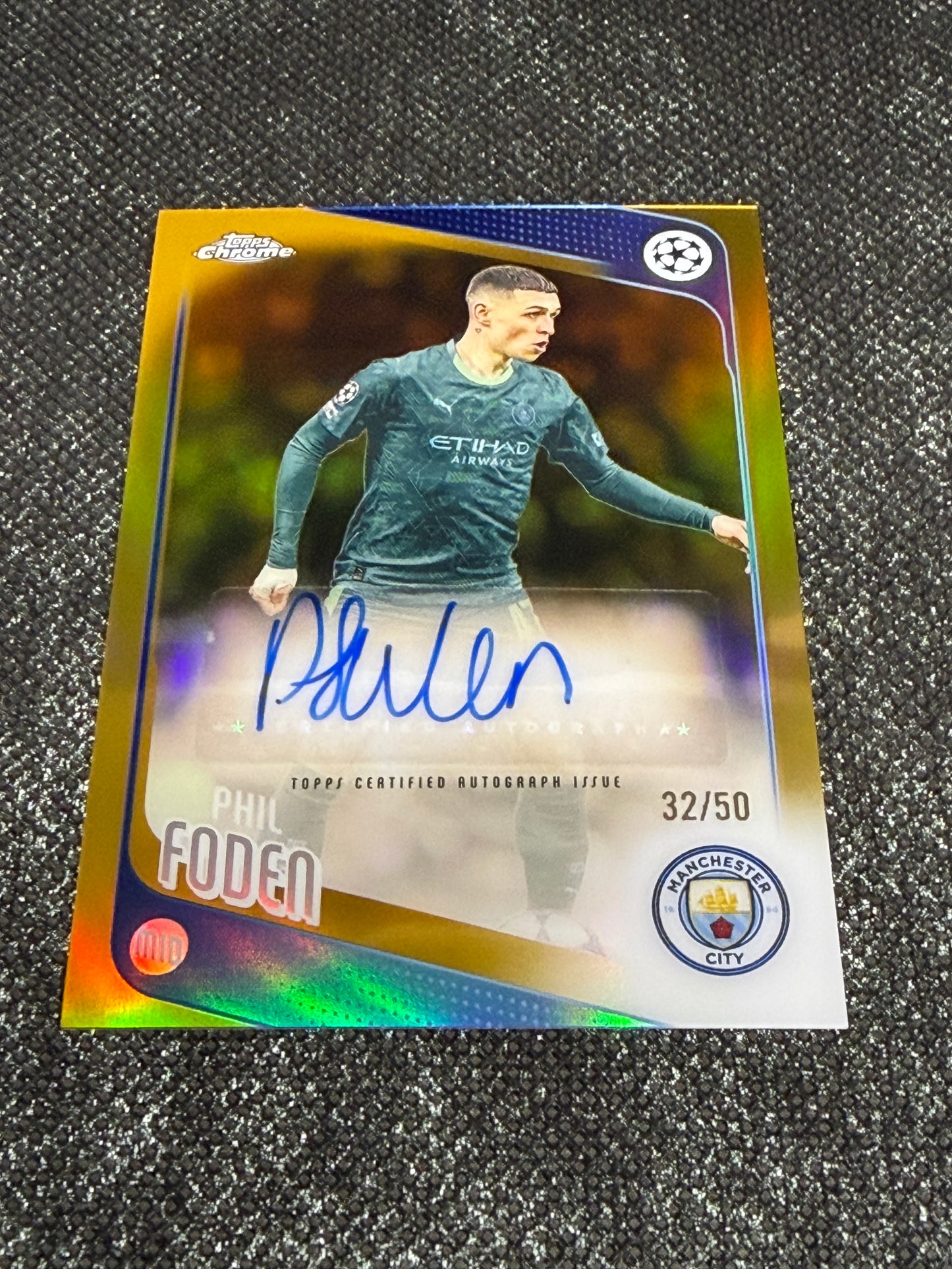 2025-26 Topps Chrome UEFA Club Competitions Autograph Card Gold 32/50 - Phil Foden
