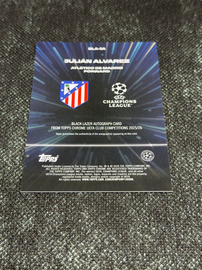 2025-26 Topps Chrome UEFA Club Competitions Black Lazer Autograph Card - Julian Alvarez