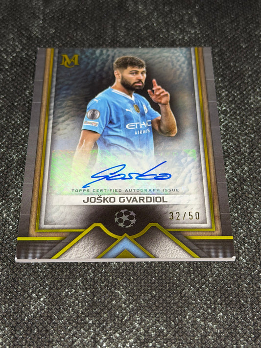 2023-24 Topps Museum Collection UEFA Champions League Archival Autograph Card Gold 32/50 - Josko Gvardiol