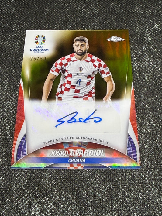 Topps Chrome UEFA Euro 2024 Autograph Card Gold 25/50 - Josko Gvardiol