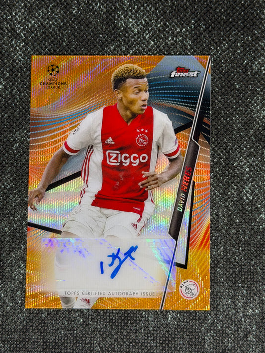 2020-21 Topps Finest UEFA Champions League Base Card Autograph Orange 13/25 - David Neres