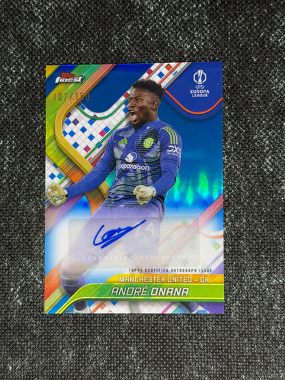 2024-25 Topps Finest UEFA Club Competitions Base Autograph Card Variation Blue 107/150 - Andre Onana