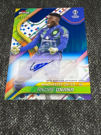 2024-25 Topps Finest UEFA Club Competitions Base Autograph Card Variation Blue 107/150 - Andre Onana