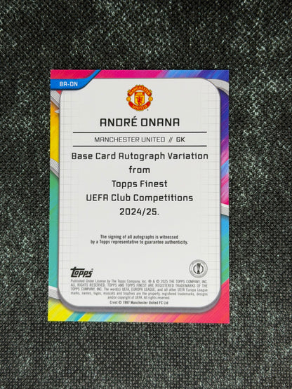 2024-25 Topps Finest UEFA Club Competitions Base Autograph Card Variation Blue 107/150 - Andre Onana