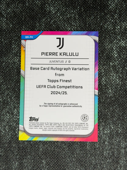 2024-25 Topps Finest UEFA Club Competitions Base Card Autograph Variation Purple 062/199 - Pierre Kalulu