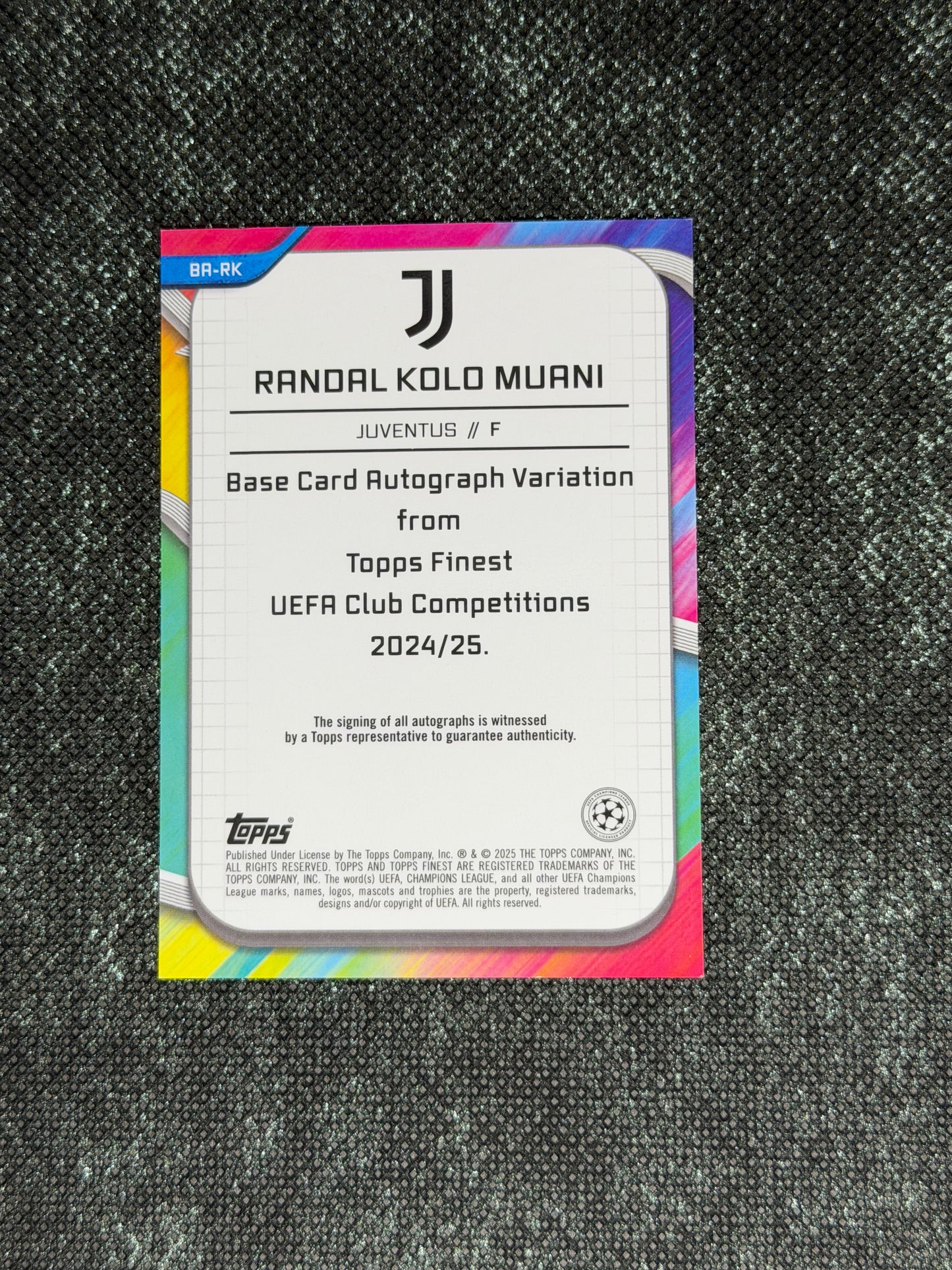 2024-25 Topps Finest UEFA Club Competitions Base Card Autograph Variation - Randal Kolo Muani