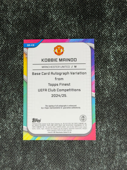 2024-25 Topps Finest UEFA Club Competitions Base Card Autograph Variation Purple 208/299 - Kobbie Mainoo