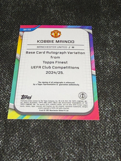 2024-25 Topps Finest UEFA Club Competitions Base Card Autograph Variation Purple 208/299 - Kobbie Mainoo