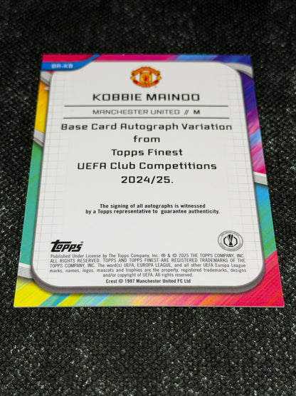 2024-25 Topps Finest UEFA Club Competitions Base Card Autograph Variation Green 83/99 - Kobbie Mainoo