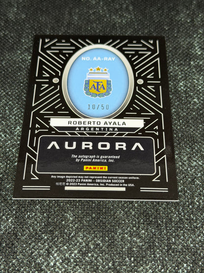 2022-23 Panini Obsidian Soccer Aurora Autographs Gold 10/50 - Roberto Ayala