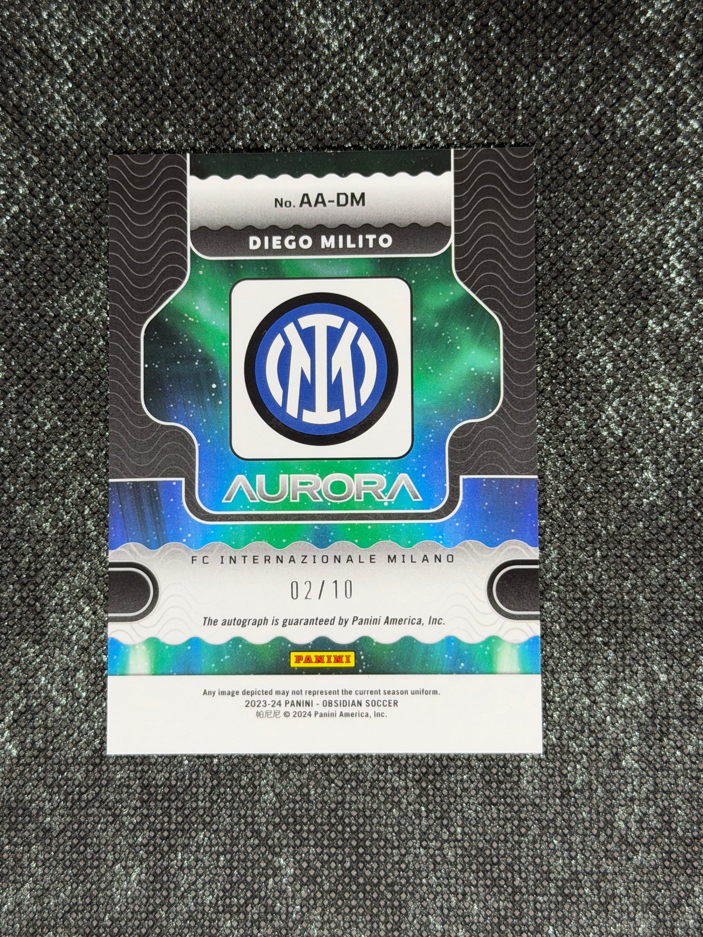 2023-24 Panini Obsidian Soccer Aurora Autographs 02/10 - Diego Milito