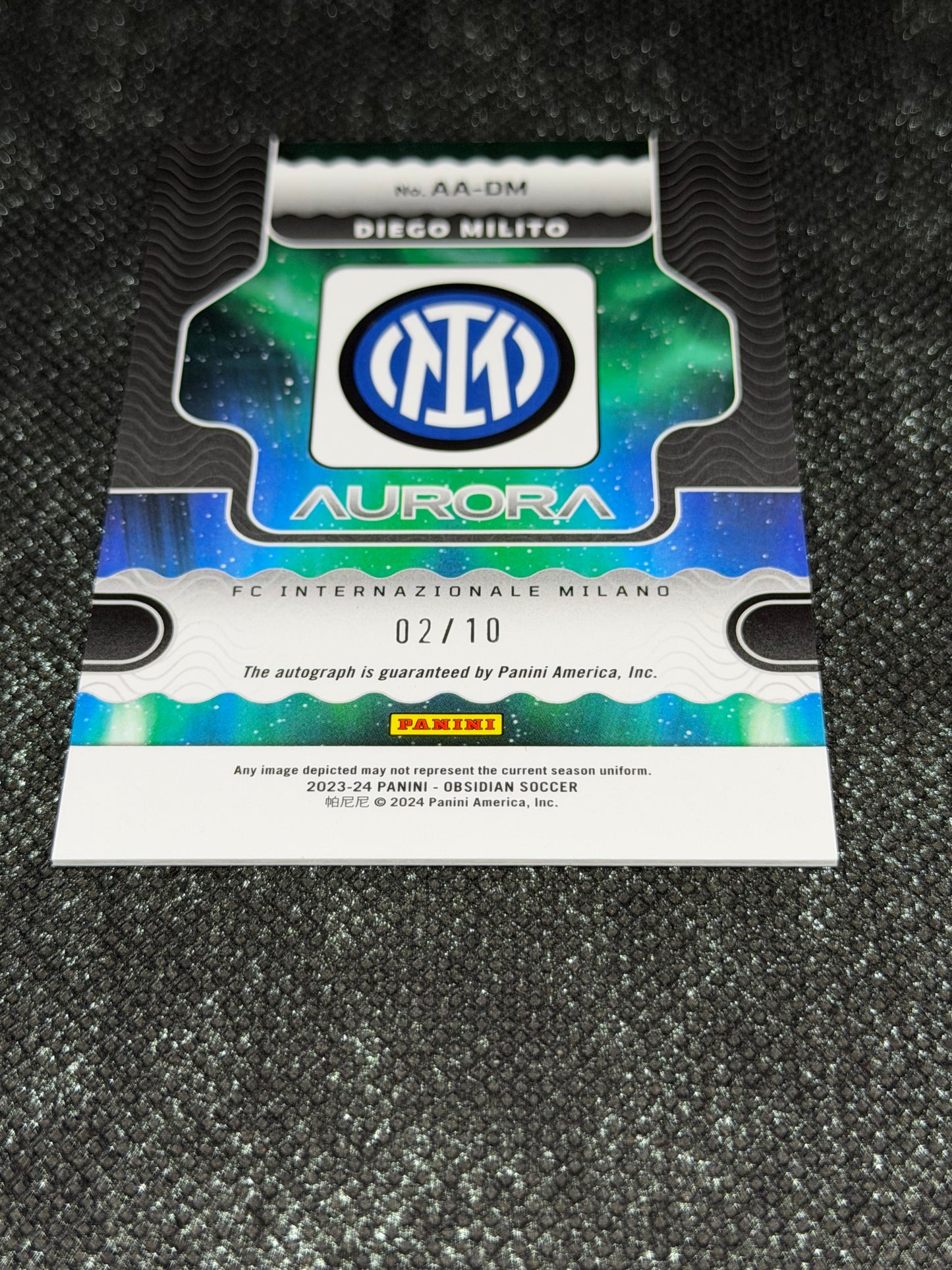 2023-24 Panini Obsidian Soccer Aurora Autographs 02/10 - Diego Milito