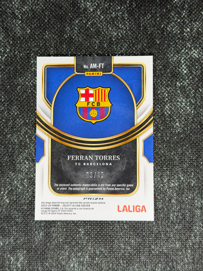 2023-24 Panini Select La Liga Soccer Autographed Memorabilia Purple 03/49 - Ferran Torres