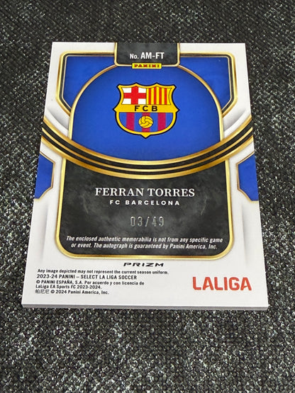 2023-24 Panini Select La Liga Soccer Autographed Memorabilia Purple 03/49 - Ferran Torres