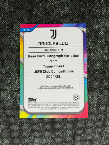 2024-25 Topps Finest UEFA Club Competitions Base Card Autograph Variation Green 40/99 - Douglas Luiz