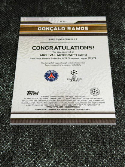 2023-24 Topps Museum Collection UEFA Champions League Archival Autograph Card 59/75 - Goncalo Ramos