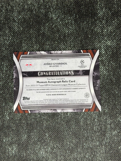 2022-23 Topps UEFA Champions League Museum Collection Museum Autograph Relic Card 276/299 - Josko Gvardiol