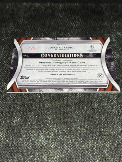 2022-23 Topps UEFA Champions League Museum Collection Museum Autograph Relic Card 276/299 - Josko Gvardiol