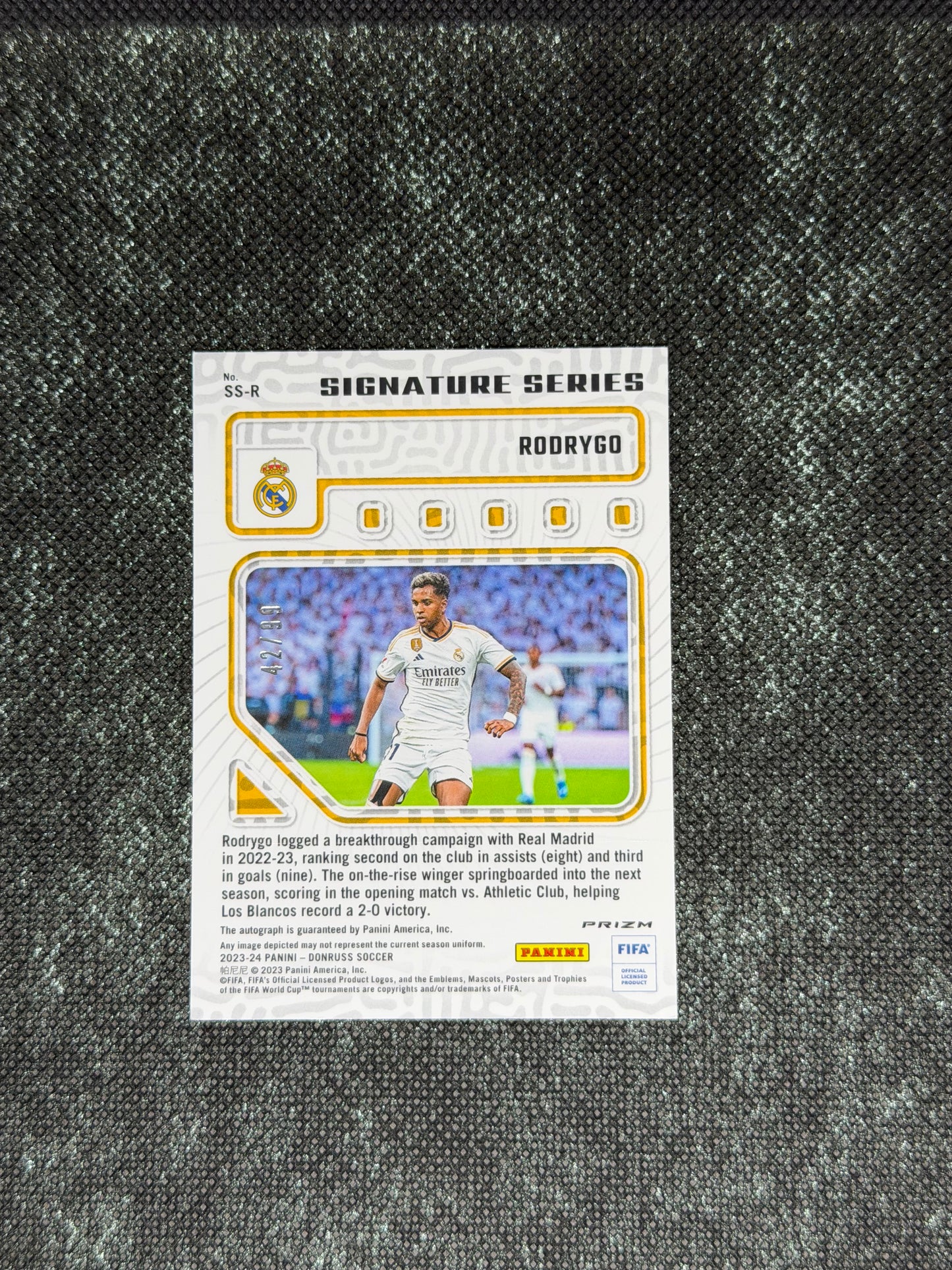 2023-24 Panini Donruss Soccer Signature Series Blue 42/99 - Rodrygo