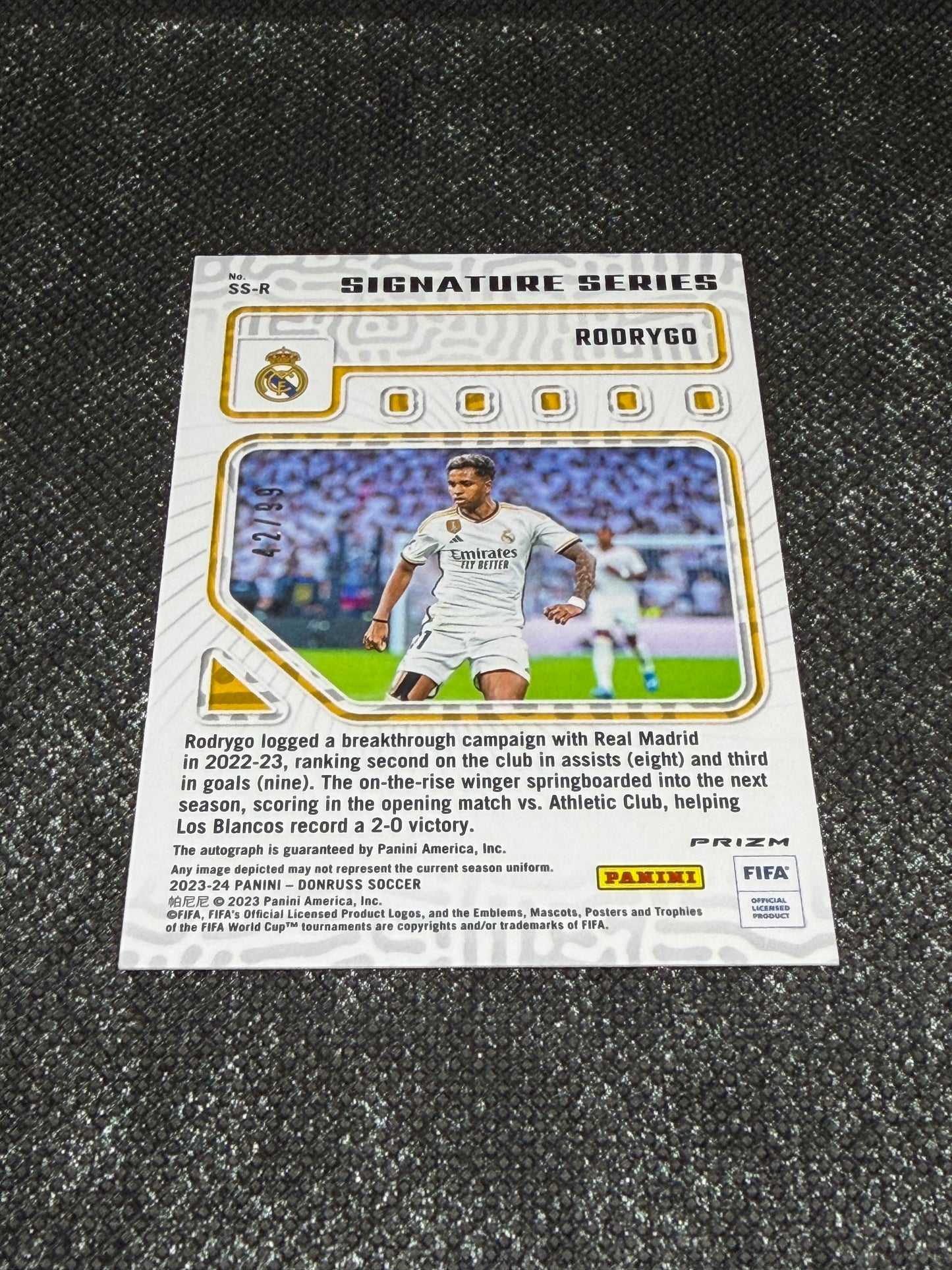 2023-24 Panini Donruss Soccer Signature Series Blue 42/99 - Rodrygo