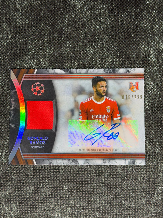 2022-23 Topps UEFA Champions League Museum Collection Autograph Relic Card 075/299 - Goncalo Ramos