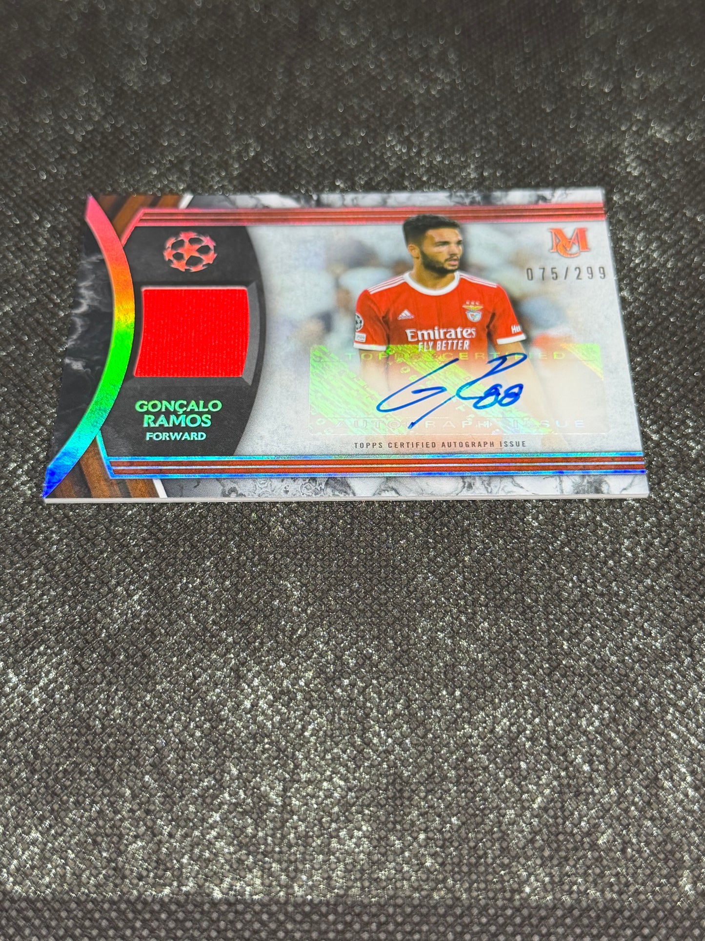 2022-23 Topps UEFA Champions League Museum Collection Autograph Relic Card 075/299 - Goncalo Ramos