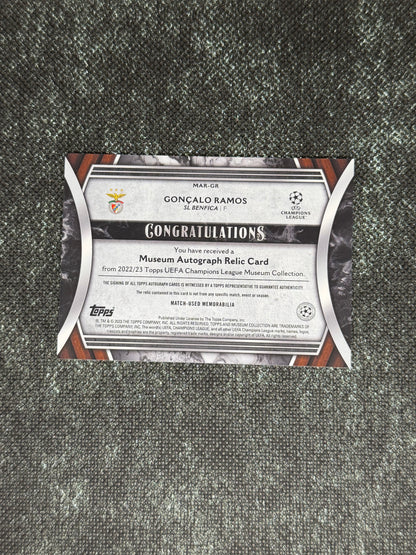 2022-23 Topps UEFA Champions League Museum Collection Autograph Relic Card 075/299 - Goncalo Ramos