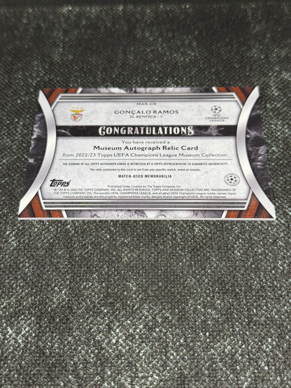 2022-23 Topps UEFA Champions League Museum Collection Autograph Relic Card 075/299 - Goncalo Ramos