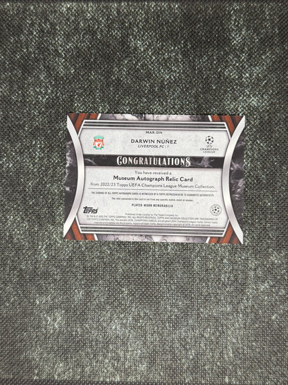 2022-23 Topps UEFA Champions League Museum Collection Autograph Relic Card 050/199 - Darwin Nunez