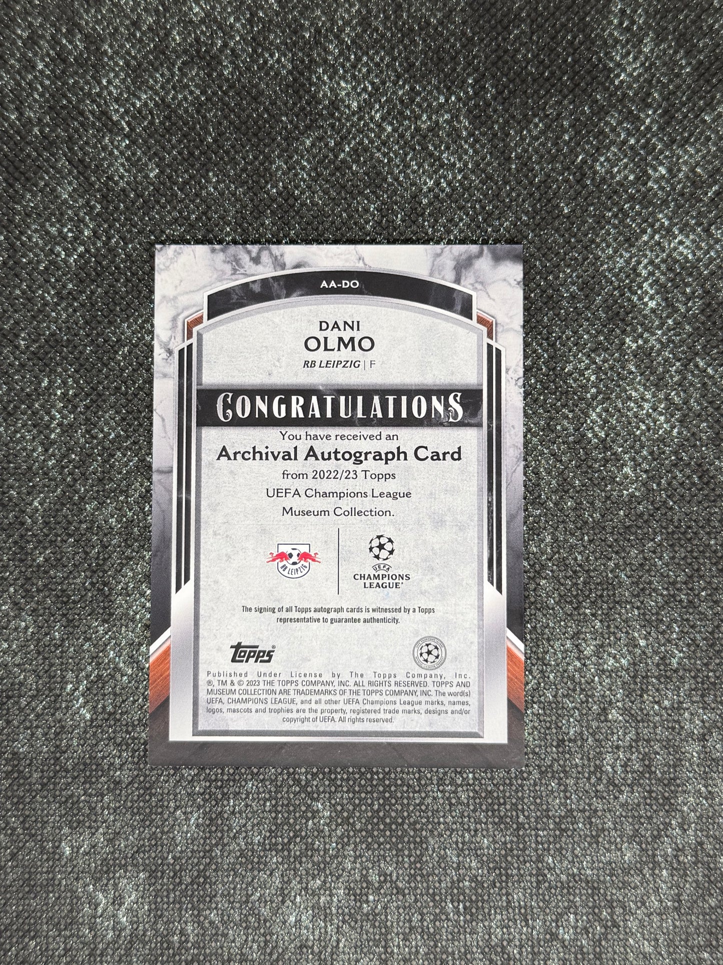 2022-23 Topps UEFA Champions League Museum Collection Archival Autograph Card 114/299 - Dani Olmo