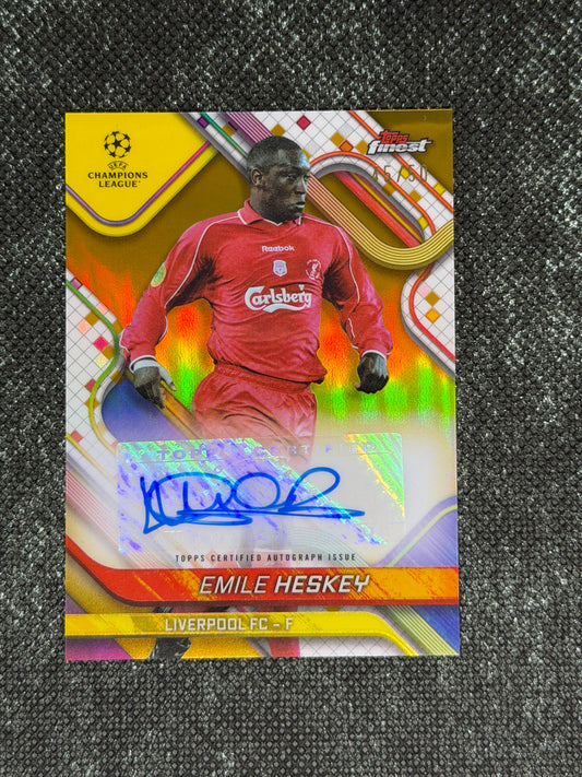 2024-25 Topps Finest UEFA Club Competitions Base Card Autograph Variation Gold 45/50 - Emile Heskey