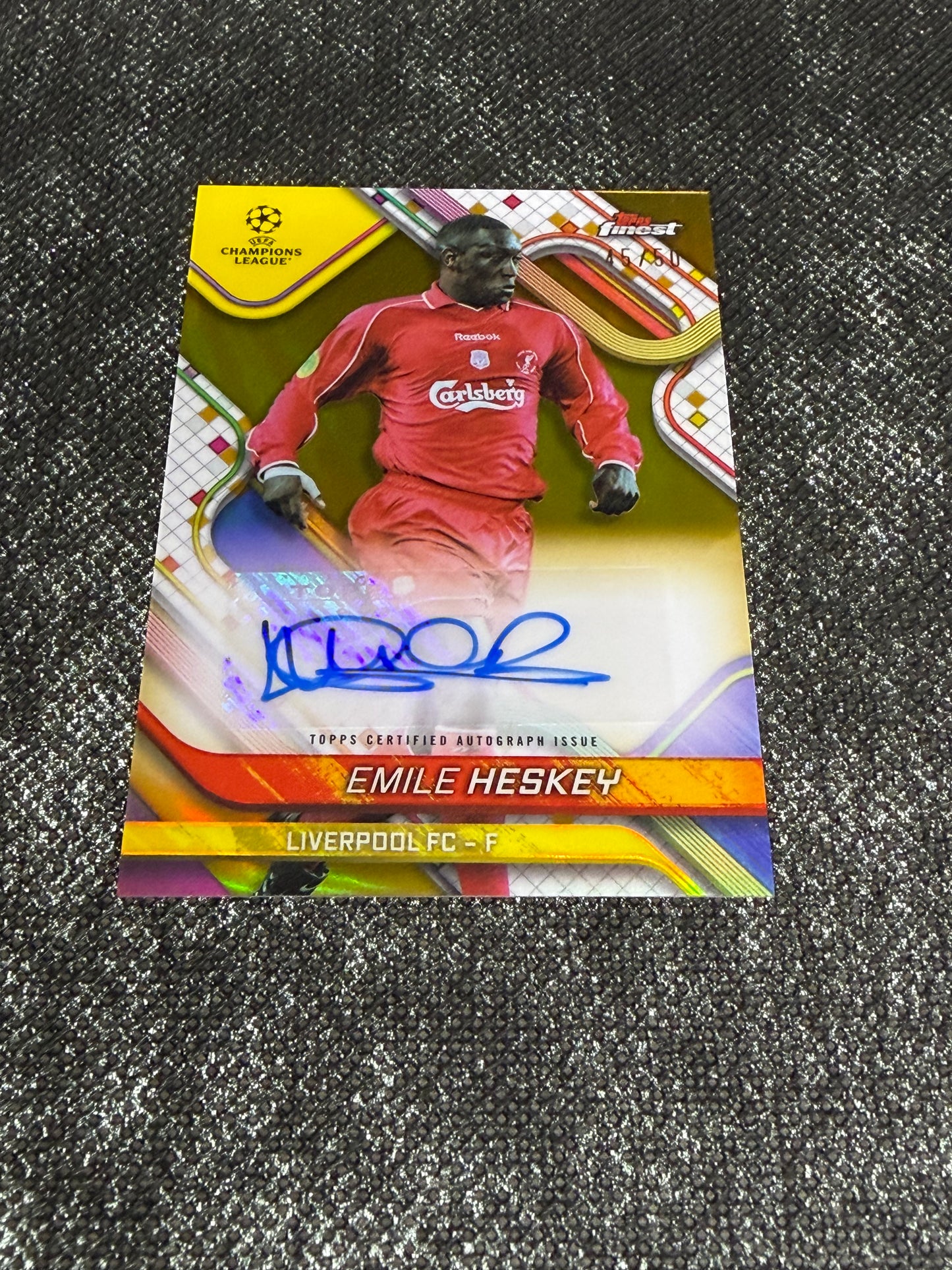 2024-25 Topps Finest UEFA Club Competitions Base Card Autograph Variation Gold 45/50 - Emile Heskey