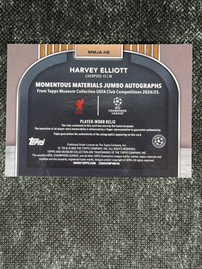 2024-25 Topps Museum Collection UEFA Club Competitions Momentous Materials Jumbo Autograph 12/50 - Harvey Elliot