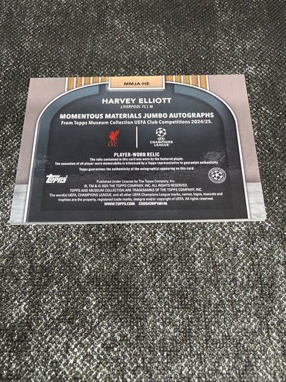 2024-25 Topps Museum Collection UEFA Club Competitions Momentous Materials Jumbo Autograph 12/50 - Harvey Elliot