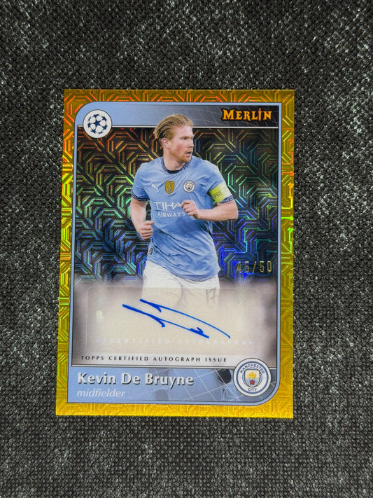 2024-25 Topps Merlin UEFA Club Competitions Autograph Card Gold 45/50 - Kevin De Bruyne