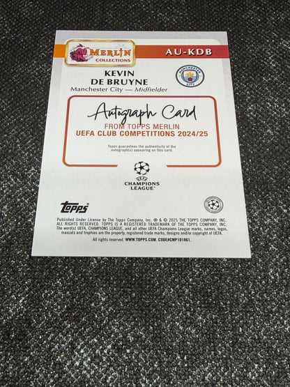 2024-25 Topps Merlin UEFA Club Competitions Autograph Card Gold 45/50 - Kevin De Bruyne