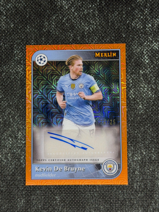 2024-25 Topps Merlin UEFA Club Competitions Autograph Card Orange 16/25 - Kevin De Bruyne