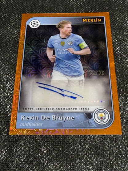 2024-25 Topps Merlin UEFA Club Competitions Autograph Card Orange 16/25 - Kevin De Bruyne