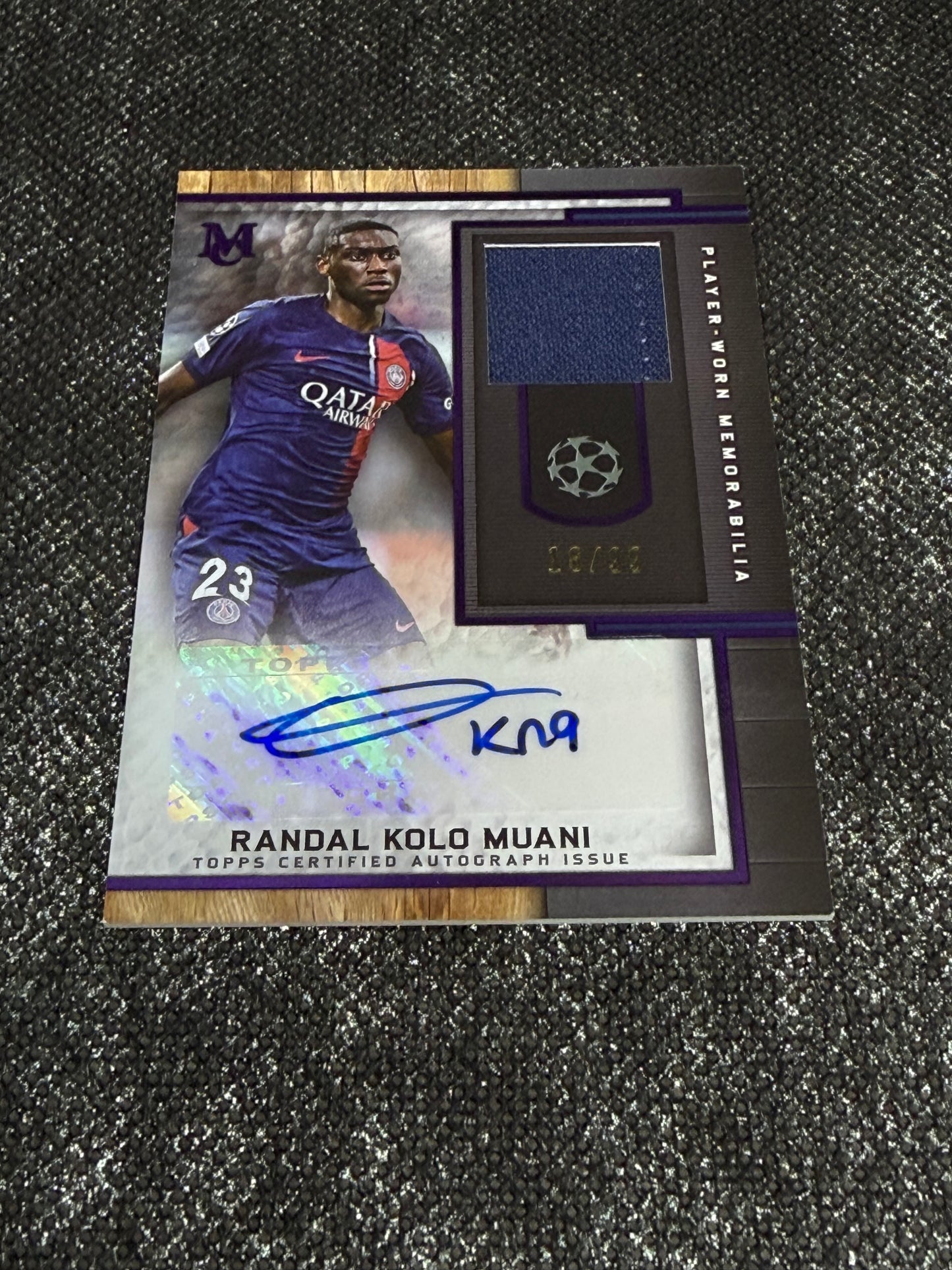 2023-24 Topps Museum Champions League Museum Autograph Relic Card 18/99 - Randal Kolo Muani