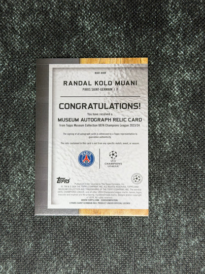2023-24 Topps Museum Champions League Museum Autograph Relic Card 18/99 - Randal Kolo Muani