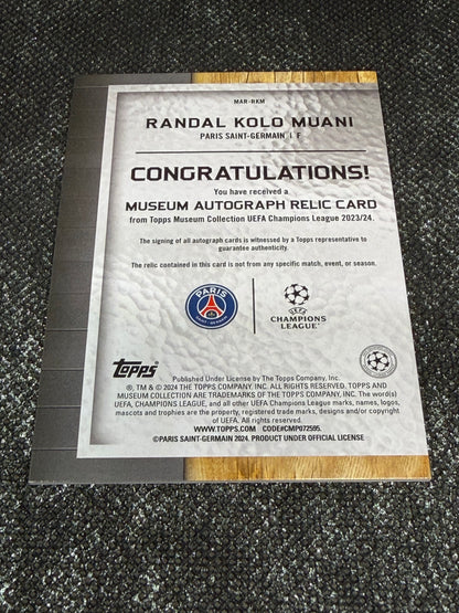 2023-24 Topps Museum Champions League Museum Autograph Relic Card 18/99 - Randal Kolo Muani