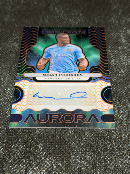 2023-24 Panini Obsidian Soccer Aurora Autographs 78/99 - Micah Richards