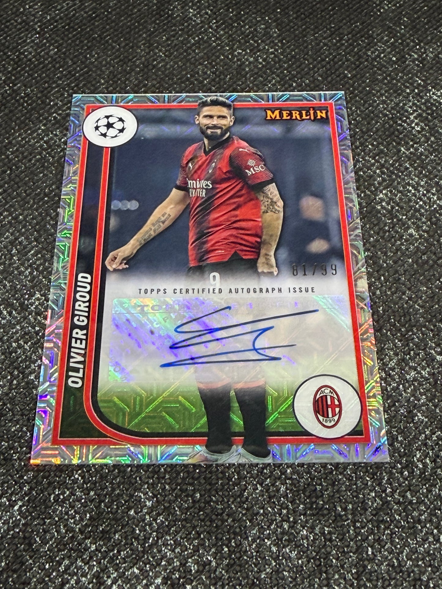 2023-24 Topps Merlin UEFA Club Competitions Autograph 81/99 - Olivier Giroud
