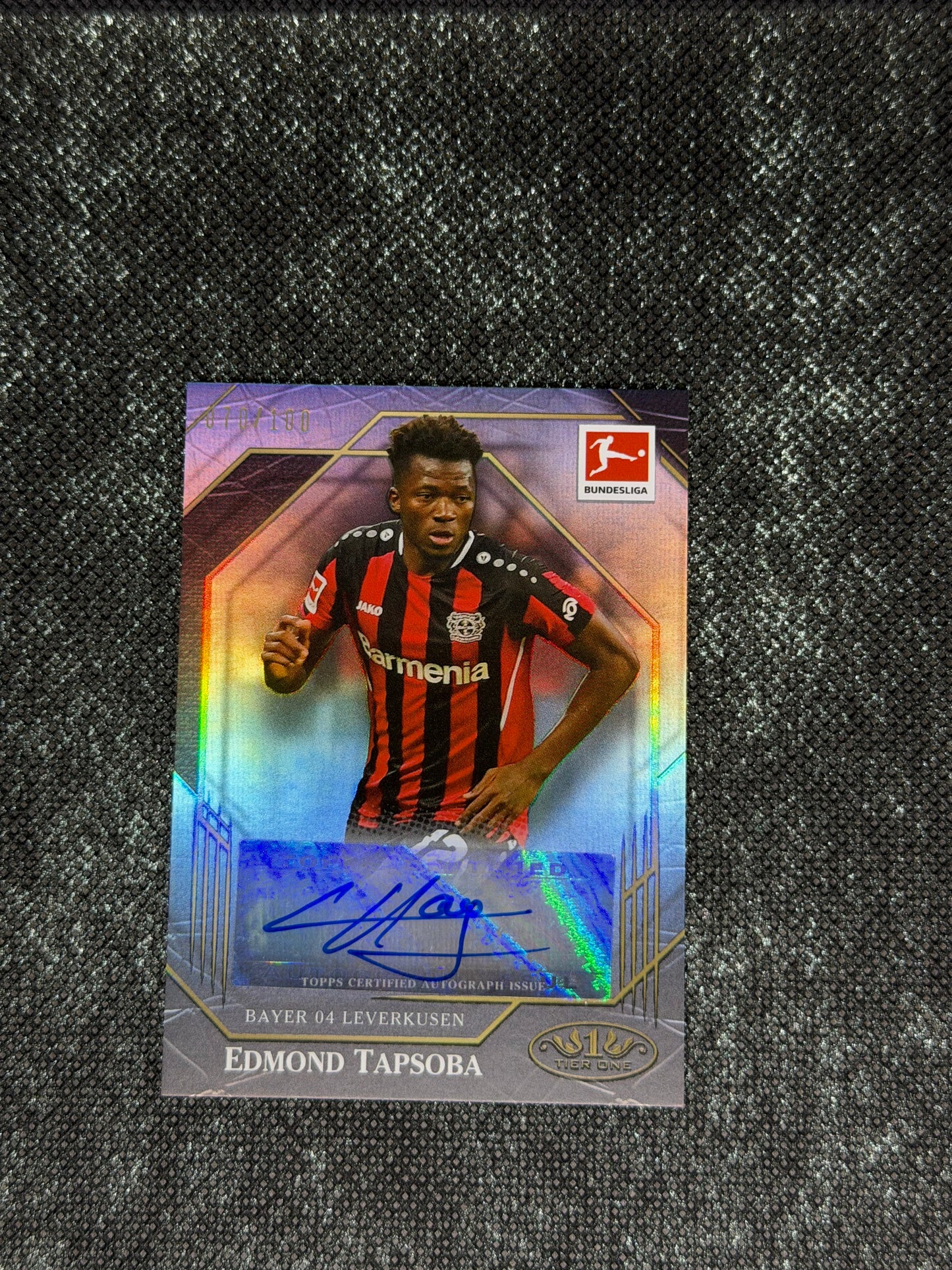 2021-22 Topps Tier One Bundesliga Ball Magnet Autograph Card 070/100 - Edmond Tapsoba