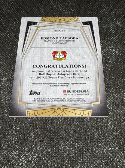 2021-22 Topps Tier One Bundesliga Ball Magnet Autograph Card 070/100 - Edmond Tapsoba